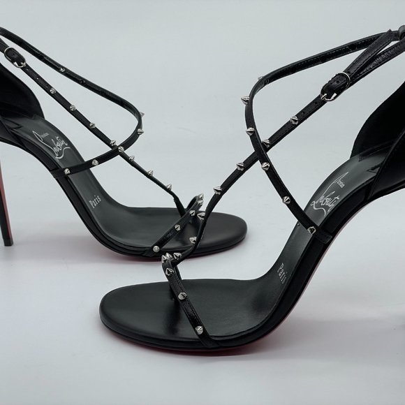 Christian Louboutin RIOJANA SPIKES 100 Strappy Studded Heels Sandals Shoes - Picture 10 of 16